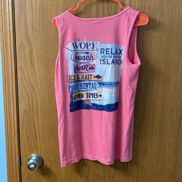 “5/$20” Island Time Mackinac Island pink sleeveless summer vacation shirt - Picture 3 of 4